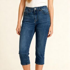 sz 4 Womens Ladies Capri Pants Medium Blue Denim Jeans by D. Jeans